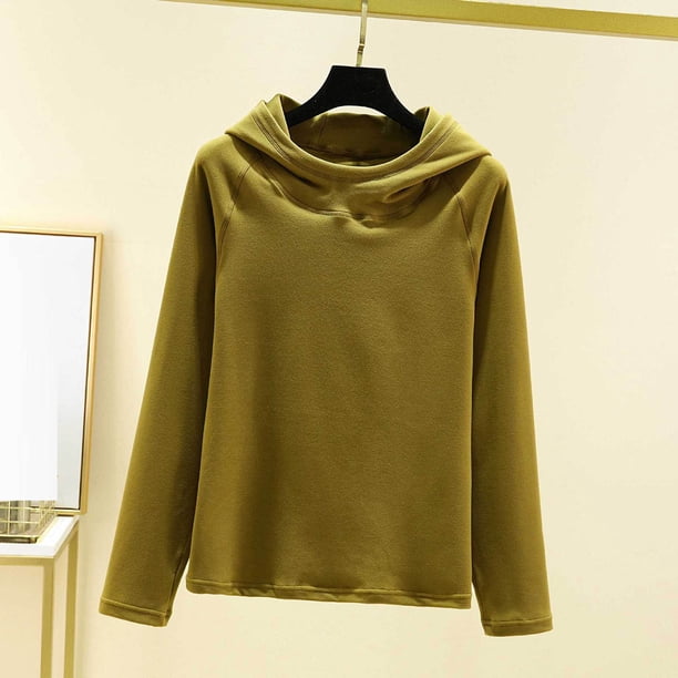 Pijama de manga larga para mujer, moda de invierno, terciopelo, color liso, con capucha, manga larga, parte inferior, camisa cálida, ropa de casa, pijamas, blusa de poliéster para mujer
