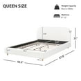 thumbnail image 3 of Upholstered Platform Queen Bed Frame,Queen Size Bed Frame with Headboard,Boucle Fabric Curve Shaped Design,Wooden Slats Support,Easy Assembly,White, 3 of 8