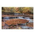 thumbnail image 1 of National Parks Cutting Board, Wide Angle Shot of the Waterfalls Stream West Canyon Falls in the Autumn Season, Decorative Tempered Glass Cutting and Serving Board, Large Size, Brown, by Ambesonne, 1 of 1