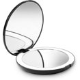 thumbnail image 1 of LED Lighted Pocket Mirror, 1x/10x Magnification - Large Natural Lighted Handheld Makeup Mirror, 5" in Diameter, Compact and Portable for Travel (Black, 1 of 1