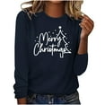 thumbnail image 1 of Timegard Hauts pour Femmes Joyeux Noël Imprimé Manches Longues Col Rond Chandail Décontracté Ample Confortable Automne, 1 of 4