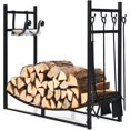 thumbnail image 1 of 30 Inch Firewood Rack, Indoor/Outdoor Fireplace Wood Storage Stand with Fireplace Tools Set & Kindling Holder, Heavy Duty Fire Log Stacker Holder for Stove Fire Pit, 1 of 7