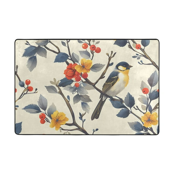 Ryvnso Birds on Tree Pattern Area Floor Mats Large Nursery Rugs Non-Slip Carpets Doormat 36" x 24"