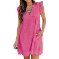 thumbnail image 4 of V Neck Dress, Lined With Shorts Dress Lace Design Eyelet Hem Hollow For Dating ANGGREK Otros, 4 of 6