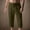 #504-Army Green, variant on Mens Boho Beach Pants Drawstring Elastic Waist Solid Linen Breathable Calf Length Trousers with Pockets Gift