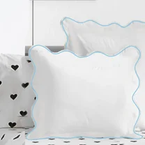 400TC Cotton Scallop Embroidery Sateen Solid Euro Sham