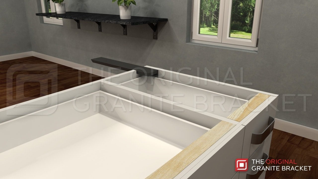 Side Wall Hidden Countertop Support Bracket 14 Inch Right