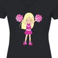 thumbnail image 4 of Inktastic Cheerleaders, Girl With Blonde Hair, Pink Uniform Women's V-Neck T-Shirt, 4 of 5