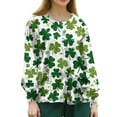 thumbnail image 3 of yuCgh Women's St. Patrick's Day Printed Long Sleeve Single Breasted Top, Casual Work Uniform, Nursing Shirt for Women,Light Green 2XL, 3 of 4