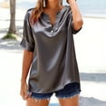 thumbnail image 2 of Plus Size Womens Clothing Summer Shirts Short Sleeve V-Neck Top Blouse Ladies Button Shirt Pullover, 2 of 5