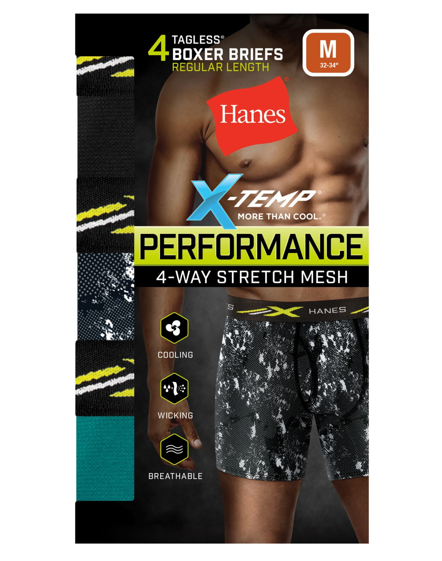 Men's X-Temp Stretch Mesh Boxer Brief, 4 Pack