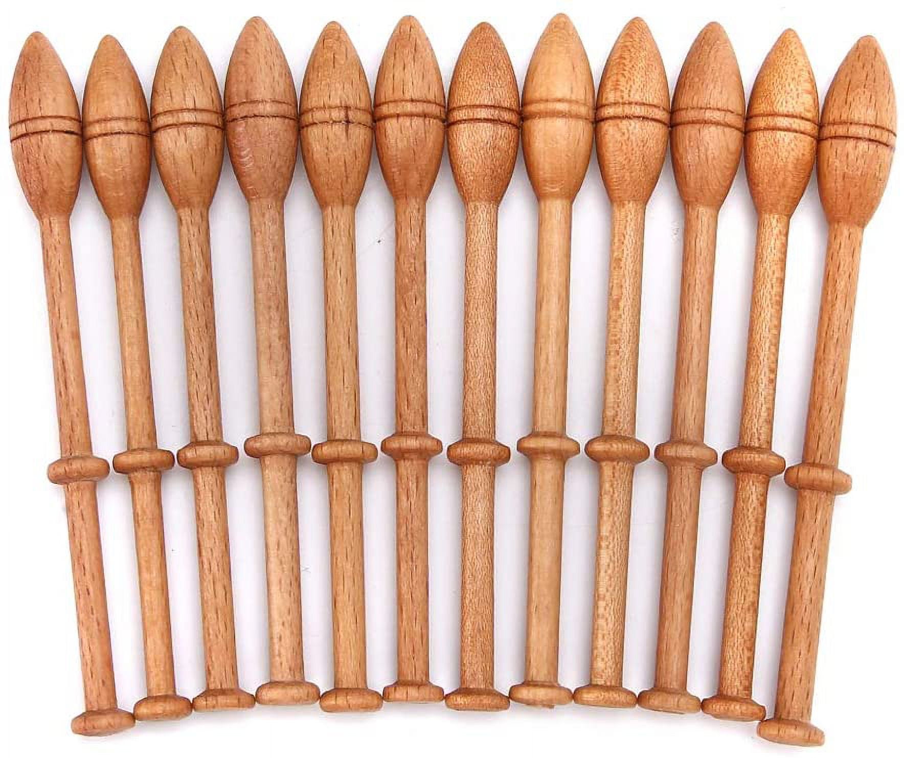 ABCISI Lace Bobbin Hardwood, 12pcs 4.3in Practical DIY Beech Lace Bobbin Sewing Tools, Durable Lace Robbin Weaving Tools for Hand-knitting DIY Tools, Like Sweater, Hats, Scarves, Gloves, Socks, Shoes