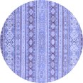 thumbnail image 1 of Ahgly Company Machine Washable Indoor Round Abstract Blue Modern Area Rugs, 4' Round, 1 of 4