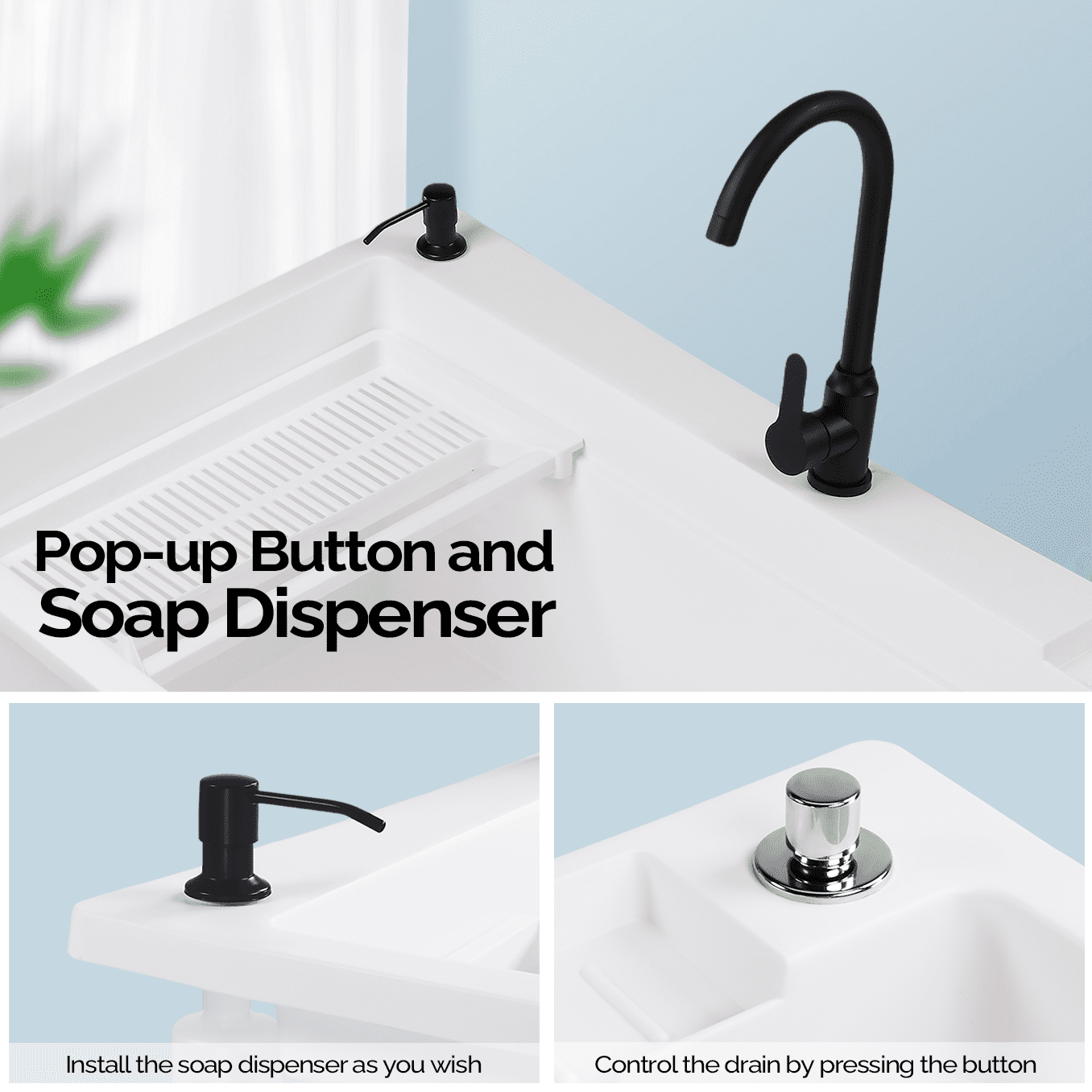 37-Gallon Freestanding Utility Sink with Faucet, 36" Heightened Basin for Laundry, Garage, Outdoor Garden, Pet Wash, Heavy Duty Plastic Laundry Tub with Storage Shelf, 40"L×24"W×36"H, White