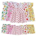 thumbnail image 3 of WOLLED Baby Kids Girls Cotton Pajama Set Soft Printed Short Sleeve Sleepwear Tops 2PCS Outfit Toddler Crewneck Jammies Loungewear for 9M-4 Years, 3 of 9