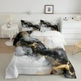 thumbnail image 2 of Black and Gold Full Comforter Set Watercolor Marble Bedding Set Full, Abstract Marbling Bedding Comforter Sets Stone Pattern Duvet Set, Mountain Fluid Foil Print Quilted Comforter, 2 of 6