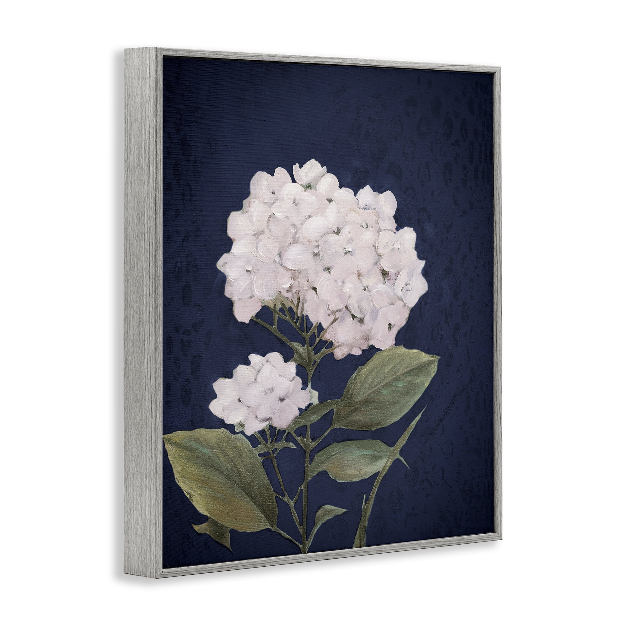 Stupell Industries White Hydrangea Blossom Botanical & Floral Painting Gray Framed Art Print Wall Art, 16 x 20