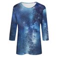 thumbnail image 5 of Jienlioq Hauts pour Femmes Tendance T-Shirt Ample et Décontracté Imprimé Ciel Col Rond Manches 3/4 Offres Cyber Monday, 5 of 5