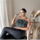 thumbnail image 3 of Women's Fashion Fluffy Fur Smocked Top Versatile Feather Top Clothing_z, 3 of 4