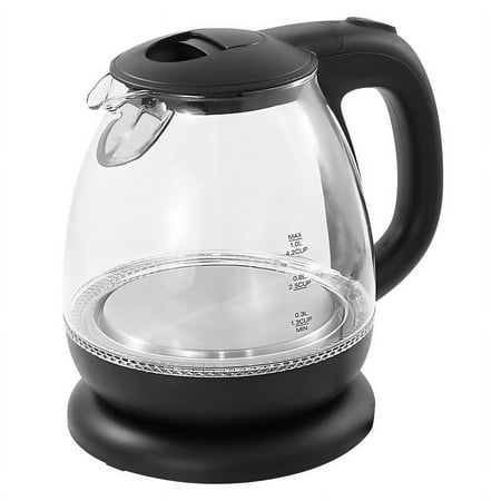 Elite Cuisine EKT0501 1L Electric Glass Water Kettle, Black