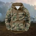 thumbnail image 2 of qolati Camouflage Hoodies for Men Color Block Lightweight Quater Zip Pullover Tops Vintage Sweatshirt Casual Long Sleeve Cargo Hoodies with Pockets Khaki XXXL, 2 of 4