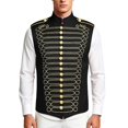 thumbnail image 2 of Men's Military Drummer Boy Vest Marching Band Jacket Sleeveless Hussar Waistcoat Nutcracker Ringmaster Cosplay Costume for Halloween Party Performance, 2 of 9