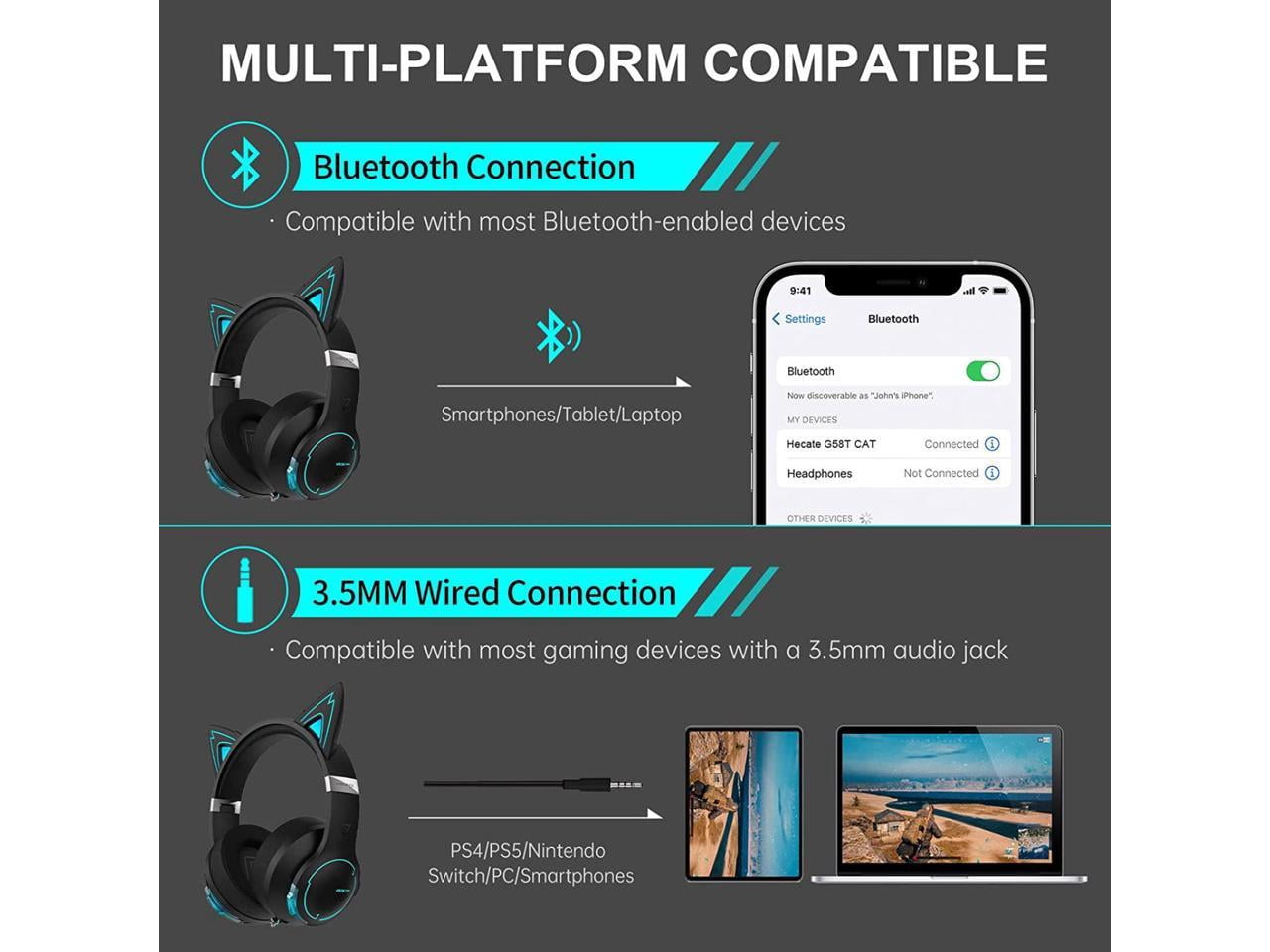 Edifier G5BT CAT Low Latency Low Latency Bluetooth Gaming Headset with Mic (Black)
