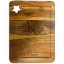 Aventura Design Wood Cutting Board for Kitchen, Cheese Serving Boards, Charcuterie Boards, Serving Platters with Star Shaped Hanging Hole and Juice Grooves Pre Oiled, CB-134, 14"L x 10"W