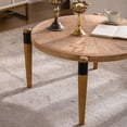 thumbnail image 3 of Farmhouse Rustic Round Coffee Table - Modern Solid Wood Living Room Center Table, 3 of 7