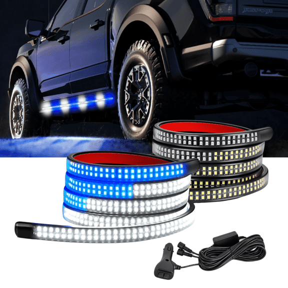 Nilight 2Pcs 70" Led Running Lamp Strip 1125 Blue White Flexible Side Blinker Flasher Emergency Light for Construction Vehicle Pickup Truck Waterproof