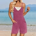 thumbnail image 2 of Lenpel Rompers for Women Soft Casual Spaghetti Strap V Neck Ribbed Knit Sleeveless Jumpsuits Summer Short Overalls with Pockets, 2 of 7
