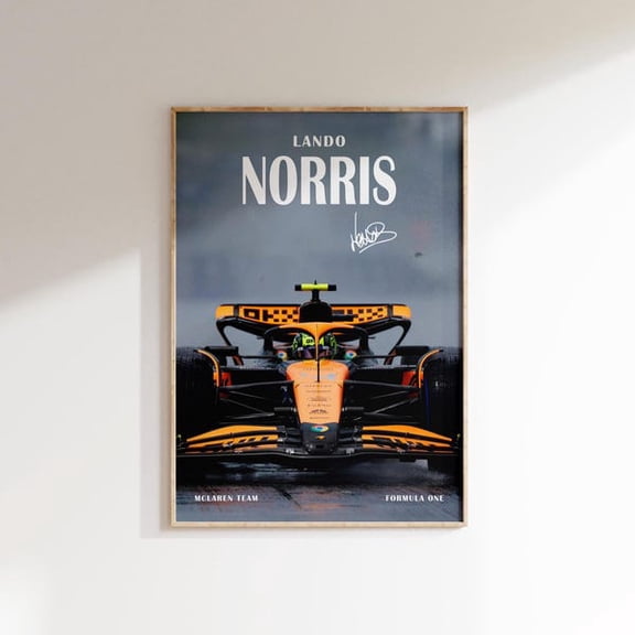 Lando Poster, F1 Wall Art, Norris Racing Print, F1 Car Posters, Modern Race Decor, Unframed Paper Poster 8x10in