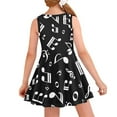 thumbnail image 2 of Renewold 5-6 Years Olds Kids A Line Midi Tank Dress Music Notes High Waistline Skater Dress Girls Black Dress Up Clothes for Play Outdoor Vacation Dresses, 2 of 6