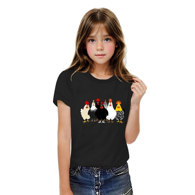 Rbaofujie T-Shirts Graphiques pour Tout-Petites Filles T-Shirts Imprimé de Lettres Été Décontracté Manches Courtes Col Rond Haut Mignon