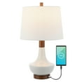thumbnail image 3 of JONATHAN Y Finn 23" Vintage Minimalist Iron/Ceramic LED Mini Table Lamp with USB Charging Port, Wood Finished/White, 3 of 9