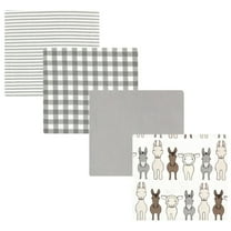 Hudson Baby Cotton Flannel Receiving Blankets, Farm Friends Cream, One Size