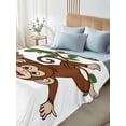 thumbnail image 4 of Brown Cute Monkey Twim Size Flat Sheet, Wrinkleproof & Fadeproof Cooling Flat Bed Sheet Only, Playing Funny Animal on Branch Breathable Soft Bedding Top Sheets 66 x 96 Inches, 4 of 8