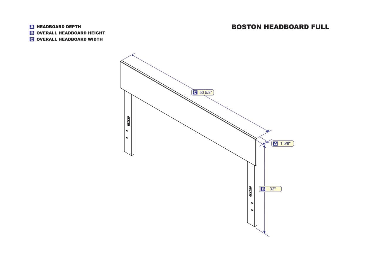 Boston Headboard, Full, Gray