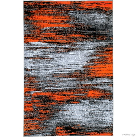 Allstar Rugs Allstar Exclusive Modern Brush Streak Pattern Area Rug Orange 4' 11"x6' 11" 5' x 8' Indoor Modern & Contemporary