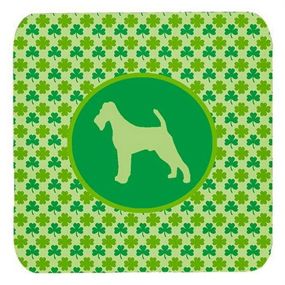 Irish Terrier Lucky Shamrock Foam Coasters, Set Of 4