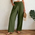 thumbnail image 2 of larppty Women Linen Pants Straight Wide Leg Casual Palazzo Pants with Pockets High Elastic Drawstring Waist Long Loose（AG， L）, 2 of 9