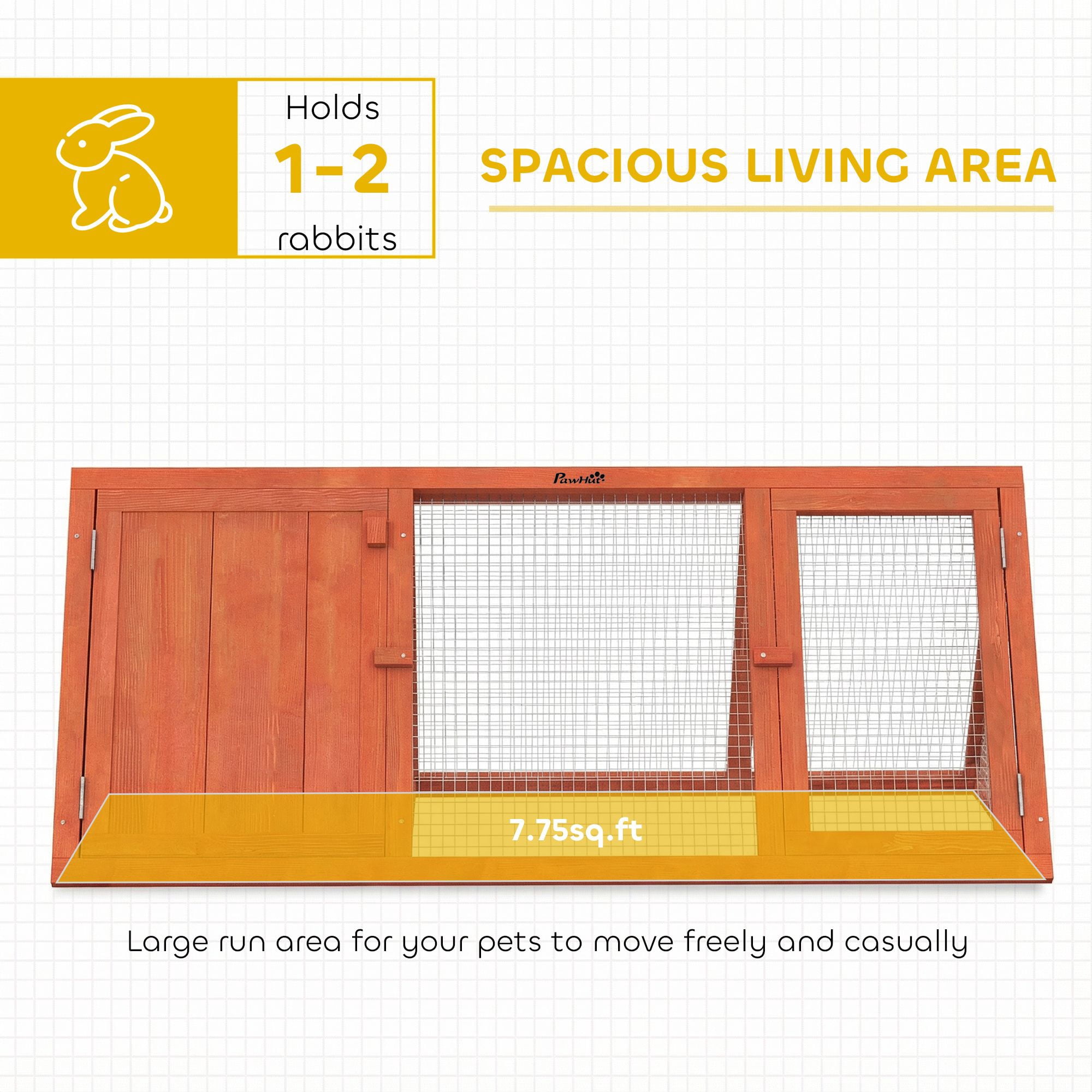 Dranite Wooden Rabbit Hutch with Run, Outdoor Triangle Bunny House for Guinea Pig, Duck & Chicken