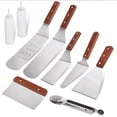 thumbnail image 1 of Ensemble d'Accessoires pour Plaque Chauffante Professionnelle, Poignée Rivetée en Bois pour Outils en Acier Inoxydable Polyvalents, Grattoir de Banc de Plaque Chauffante Robuste, Cadeau pour Petit Ami Ou Femme (9 Pcs), 1 of 4