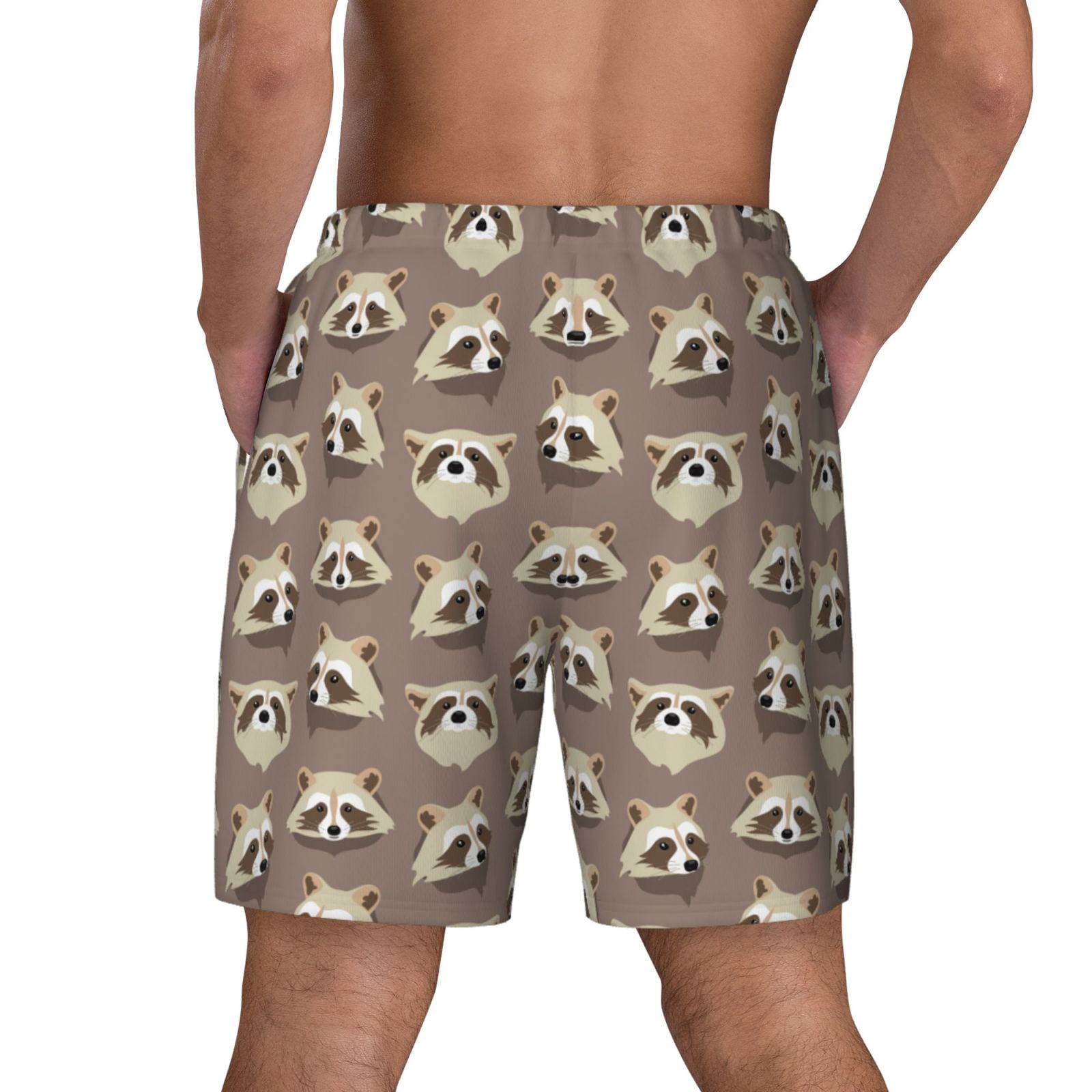 Xecao Raccoon for Men's Swimming Trunks Swim Trunks Quick Dry Swim Shorts with Mesh Lining Funny Swimwear Bathing Suits