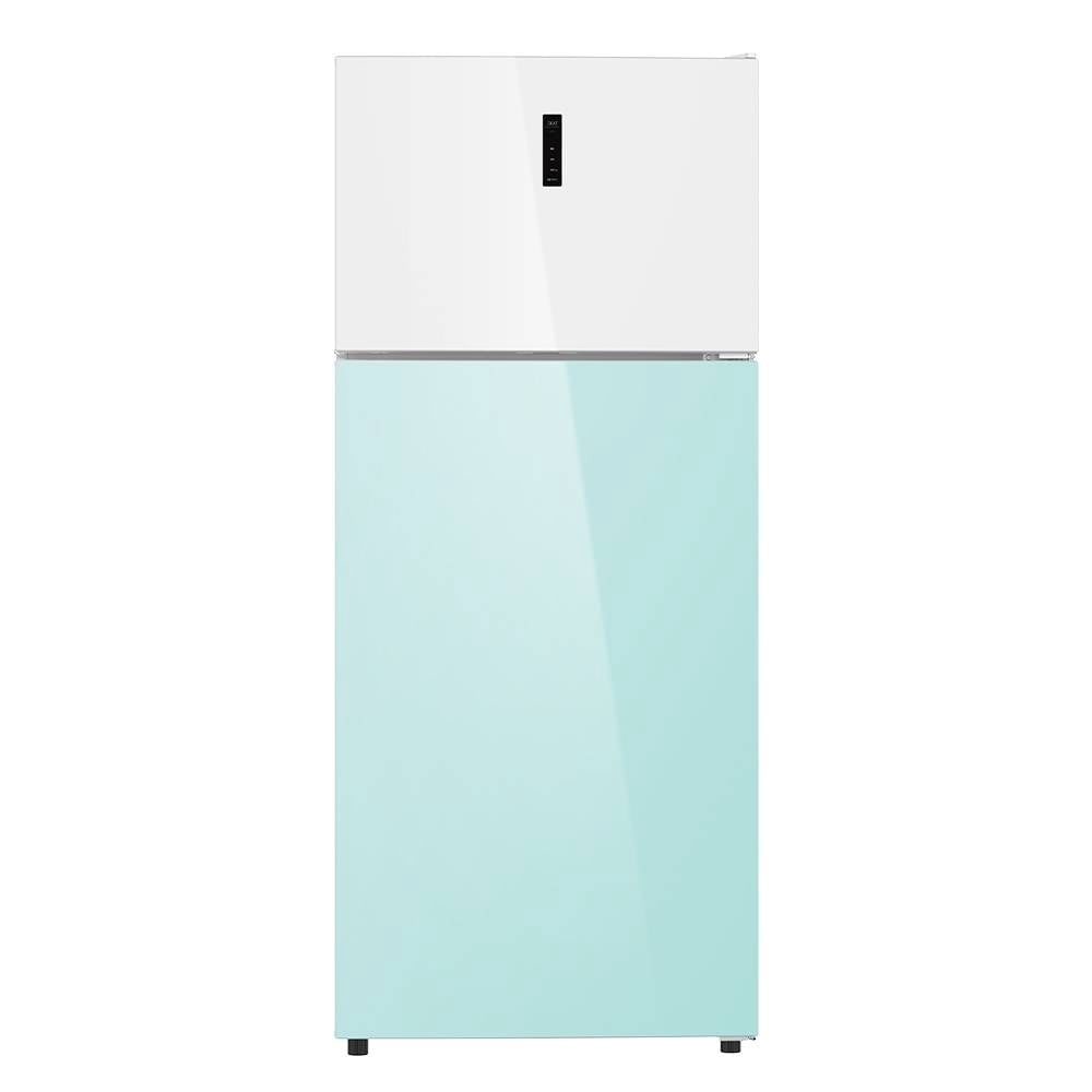 Refrigerador Atvio Home 14.6 Pies Glass Door Top Mount Azul Claro con Blanco AV146HSTMTG