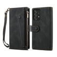 thumbnail image 6 of Luxury PU Leather Wallet Case for Samsung Galaxy A53 5G, Zipper Pocket Card Slots Holder Kickstand Flip Folio Cover with Shoulder Strap Crossbody Wrist Hand Strap Anti-Scratches Case,Black, 6 of 9