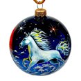 thumbnail image 2 of STP Goods White Horse Glass Christmas Ball Ornament with Panoramic Design 3.9" (10 cm) Hand-Painted Christmas Tree Ornament Collectible Christmas Tree Hanging Decoration, Symbol of 2026, Blue Red, 2 of 7