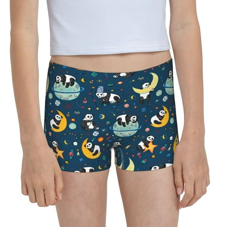 Pofeuu Space Sleeping Panda Print Soft Cotton Girls Boyshort panties Toddler Underwear-X-Large