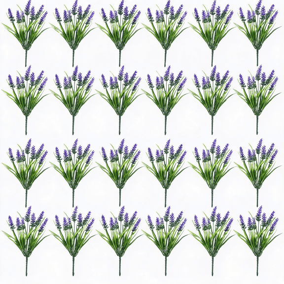 24PCS Artificial Flowers for Outdoors, UV Resistant Faux Lavender Fake Plants, Purple