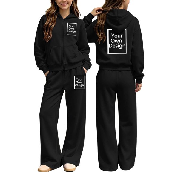LvhaoGJOB Big Kids Boys Hoodie and Pants Outfit Set, Black - fleece fabric, ready for print
